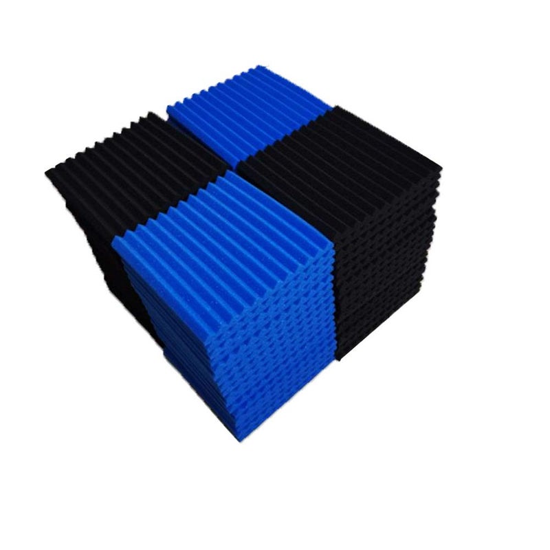 Burdurry 50 Pack Acoustic Panels Soundproof Studio Foam for Walls Sound Absorbing Panels Sound Insulation Panels Wedge for Home Studio Ceiling, 1" X 12" X 12" (Black&Blue) - Image 4